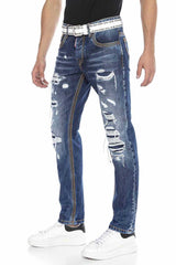 CD670 Cep Detaylı Destroyed Straight Fit Erkek Jean Pantolon