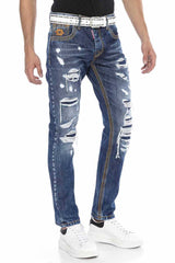 CD670 Cep Detaylı Destroyed Straight Fit Erkek Jean Pantolon