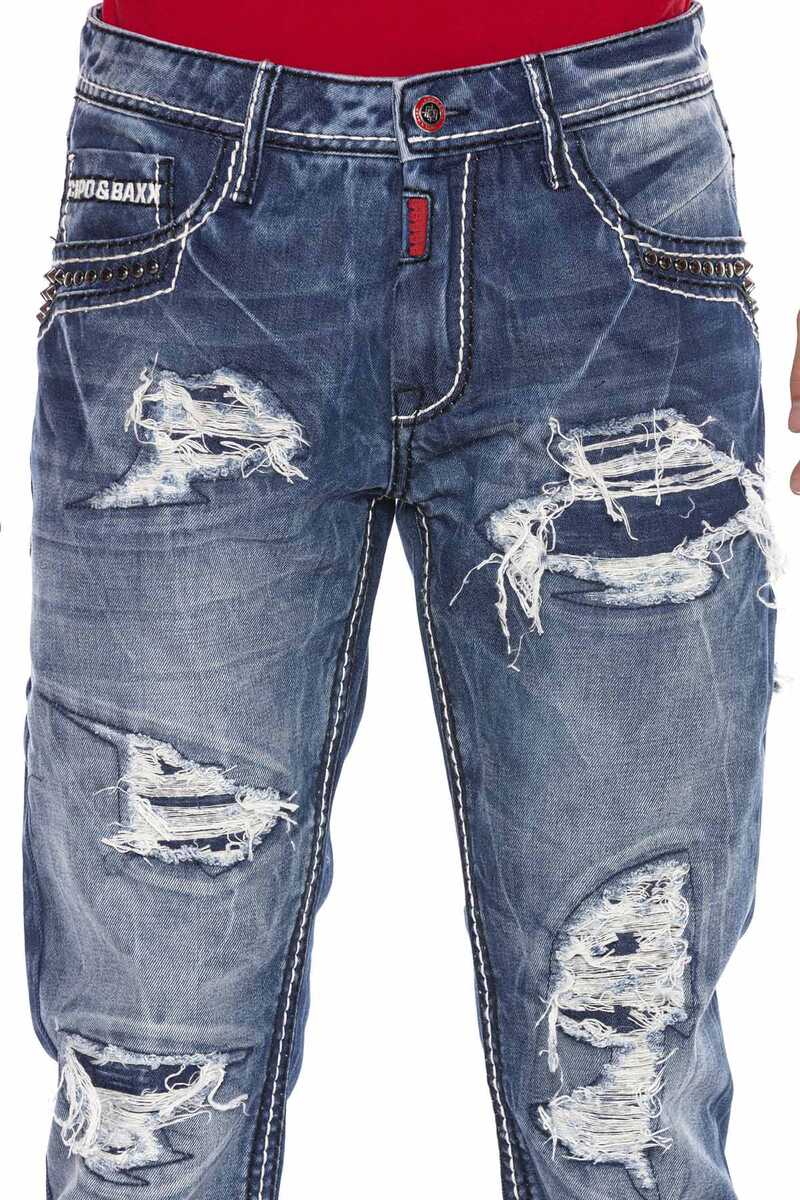 CD644 Cep Detaylı Relax Fit Destroyed Erkek Jean Pantolon