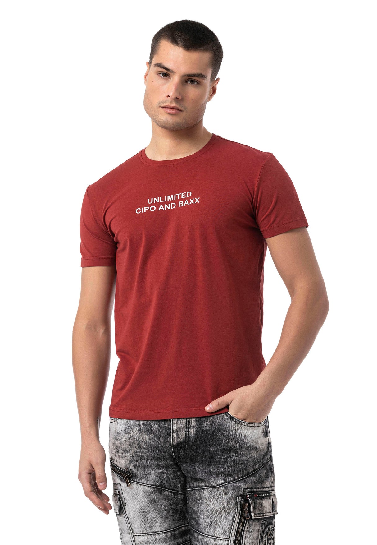 Erkek Regular Fit Baskılı Pamuklu T-shirt CT827