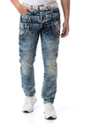 Erkek Regular Fit Tasarım Bel Detaylı Yıkamalı Denim Jean Pantolon CD910