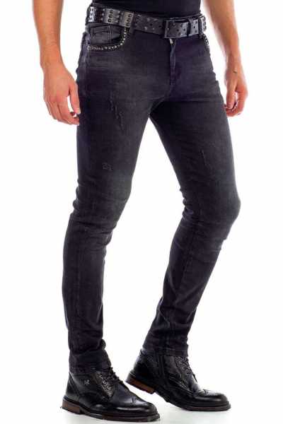 CD426 Eskitilmiş Denim Slim Fit Siyah Erkek Jeans