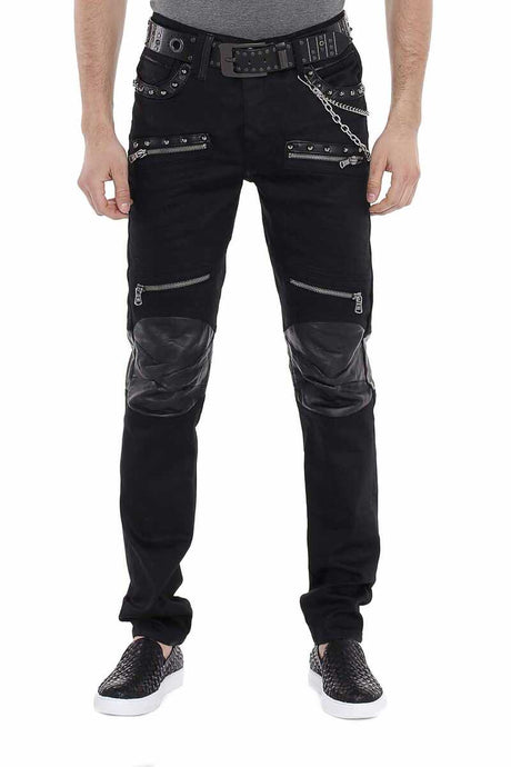 CD380 Rock Temalı Punk Zincir Detaylı Kot Pantolon