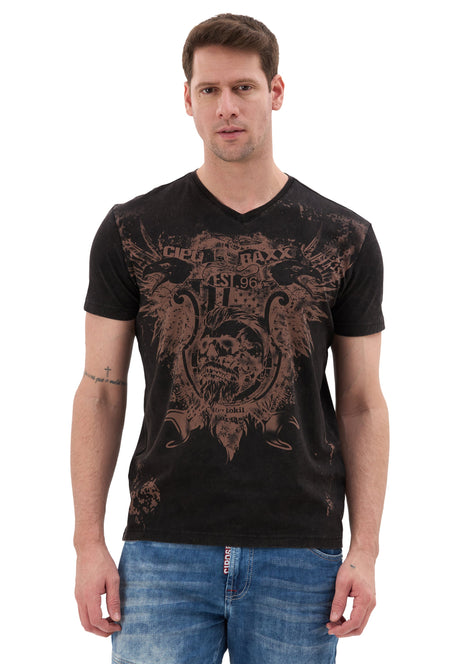 Erkek T-Shirt Bisiklet Yaka Günlük Rahat Kesim Pamuklu Baskılı Tshirt CT856