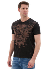Erkek T-Shirt Bisiklet Yaka Günlük Rahat Kesim Pamuklu Baskılı Tshirt CT856