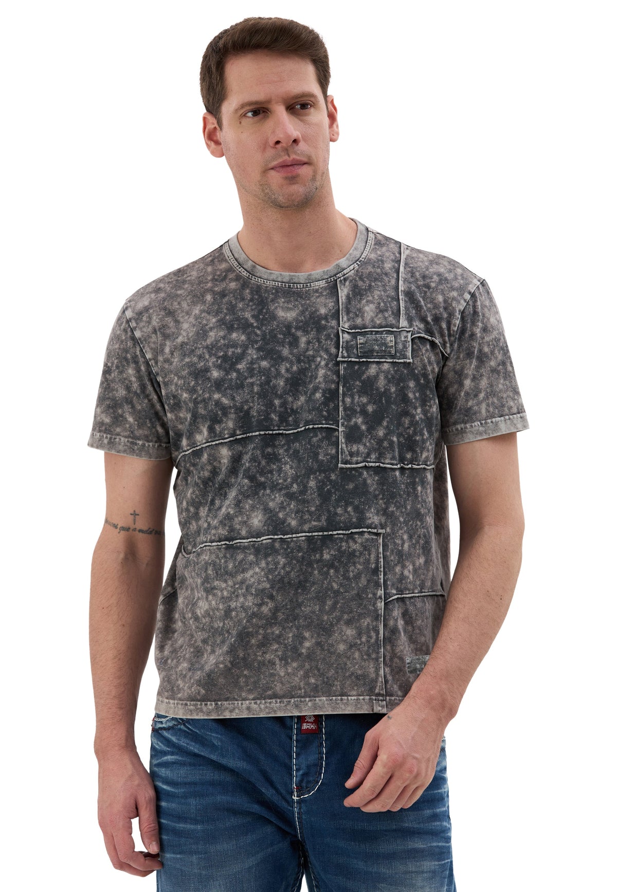 Erkek Yıkamalı Tişört Casual Tarz CT853