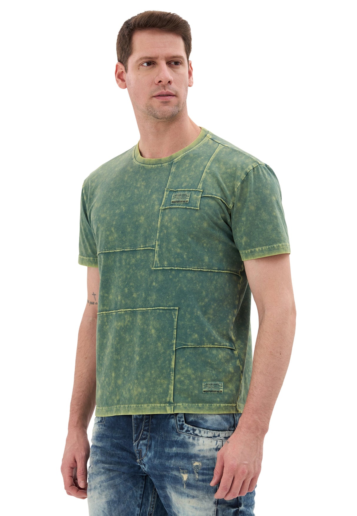 Erkek Yıkamalı Tişört Casual Tarz CT853