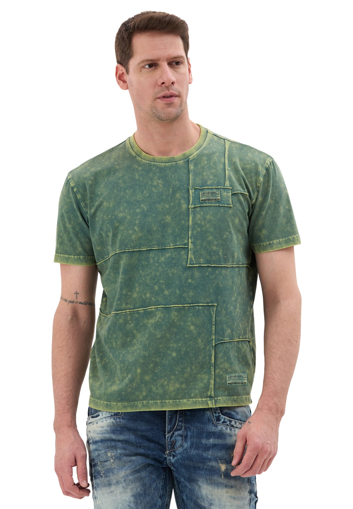 Erkek Yıkamalı Tişört Casual Tarz CT853
