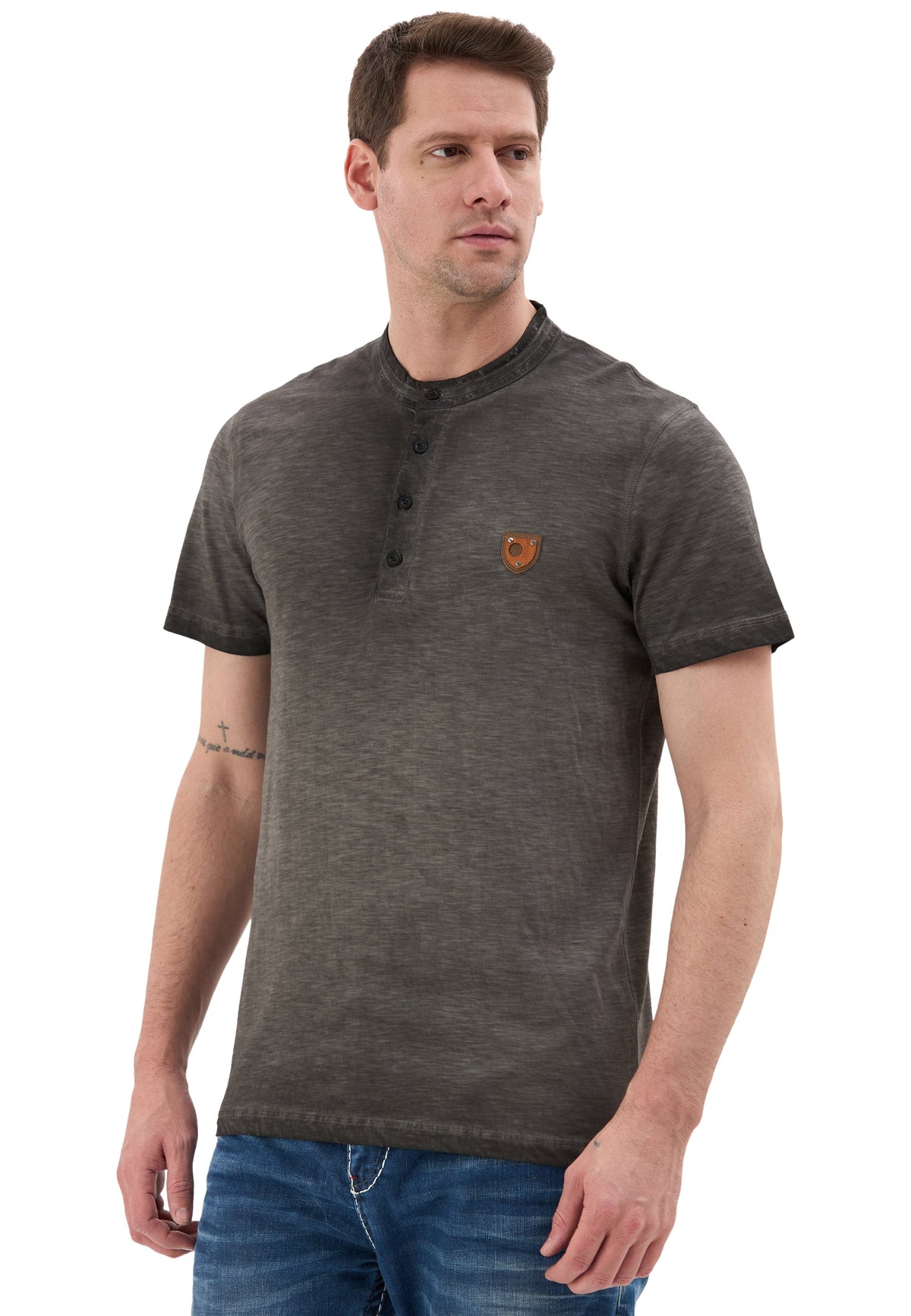 Hakim Yaka Düğmeli Basic Erkek T-Shirt CT835