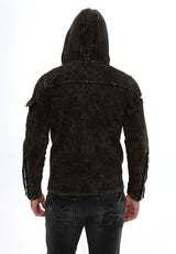Erkek Kapüşonlu Fermuarlı Çok Cepli Sweatshirt CL611