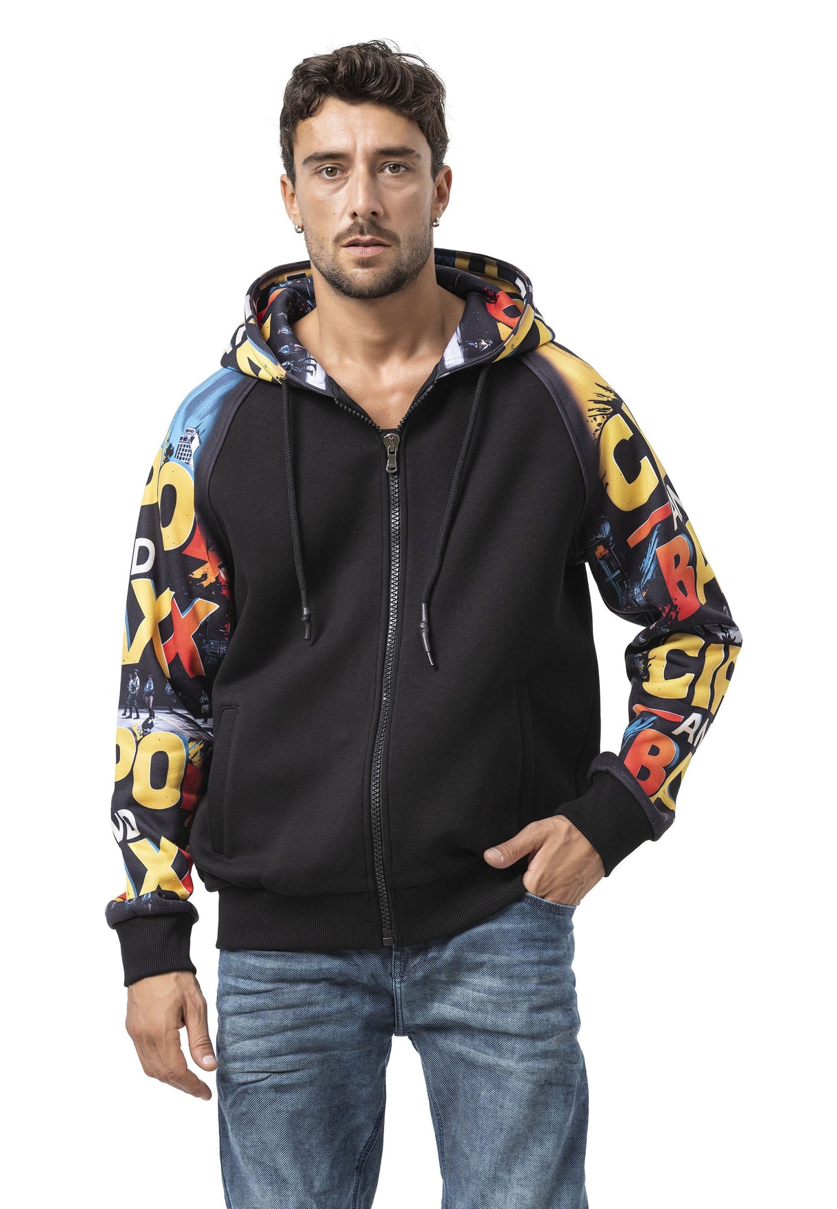 CL589 Erkek Hoodie Sweatshirt –Modern Baskılı, Kapüşonlu, Rahat Kesim Mevsimlik Sweatshirt