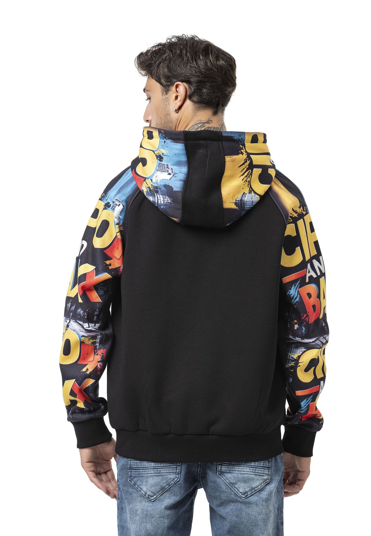 CL589 Erkek Hoodie Sweatshirt –Modern Baskılı, Kapüşonlu, Rahat Kesim Mevsimlik Sweatshirt