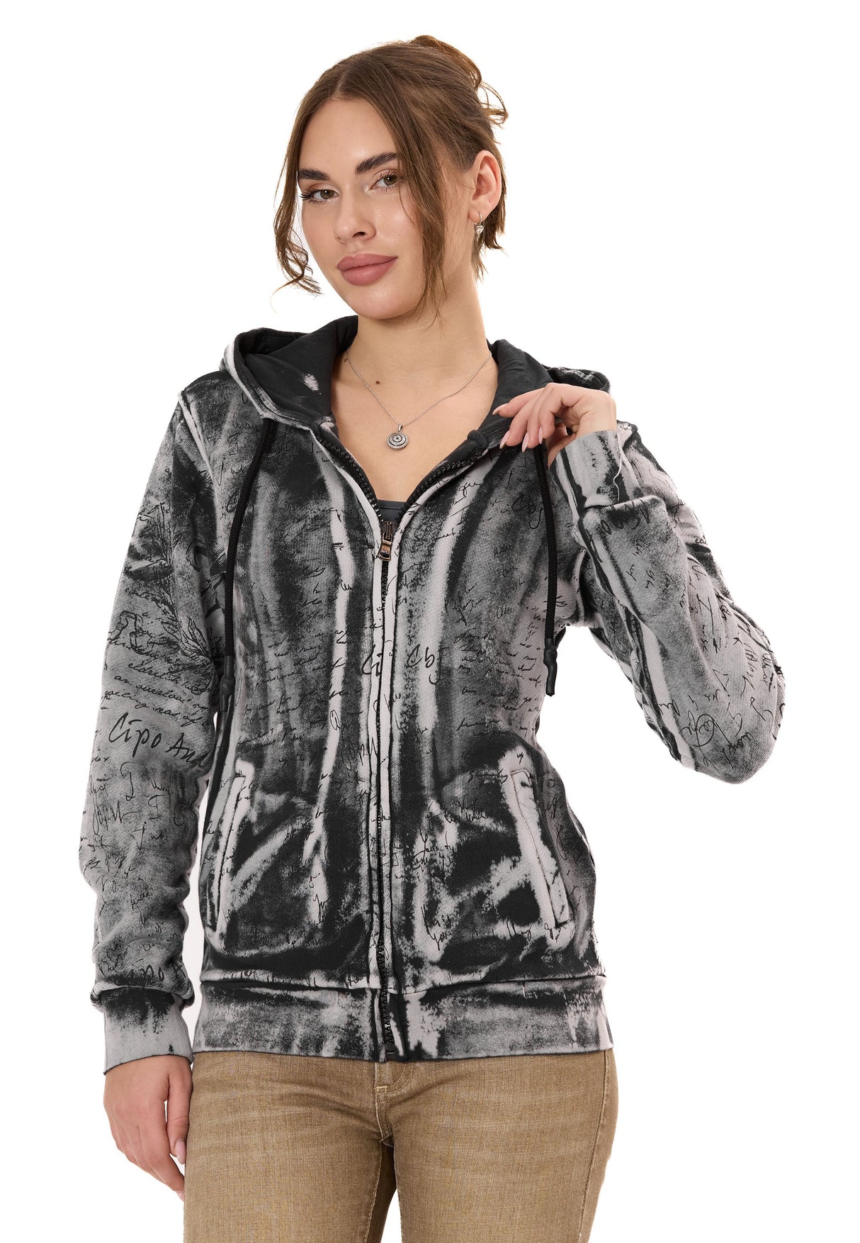 WL379 Kadın Hoodie Sweatjacket – Cipo&Baxx | Şık, Rahat ve Modern Tasarım