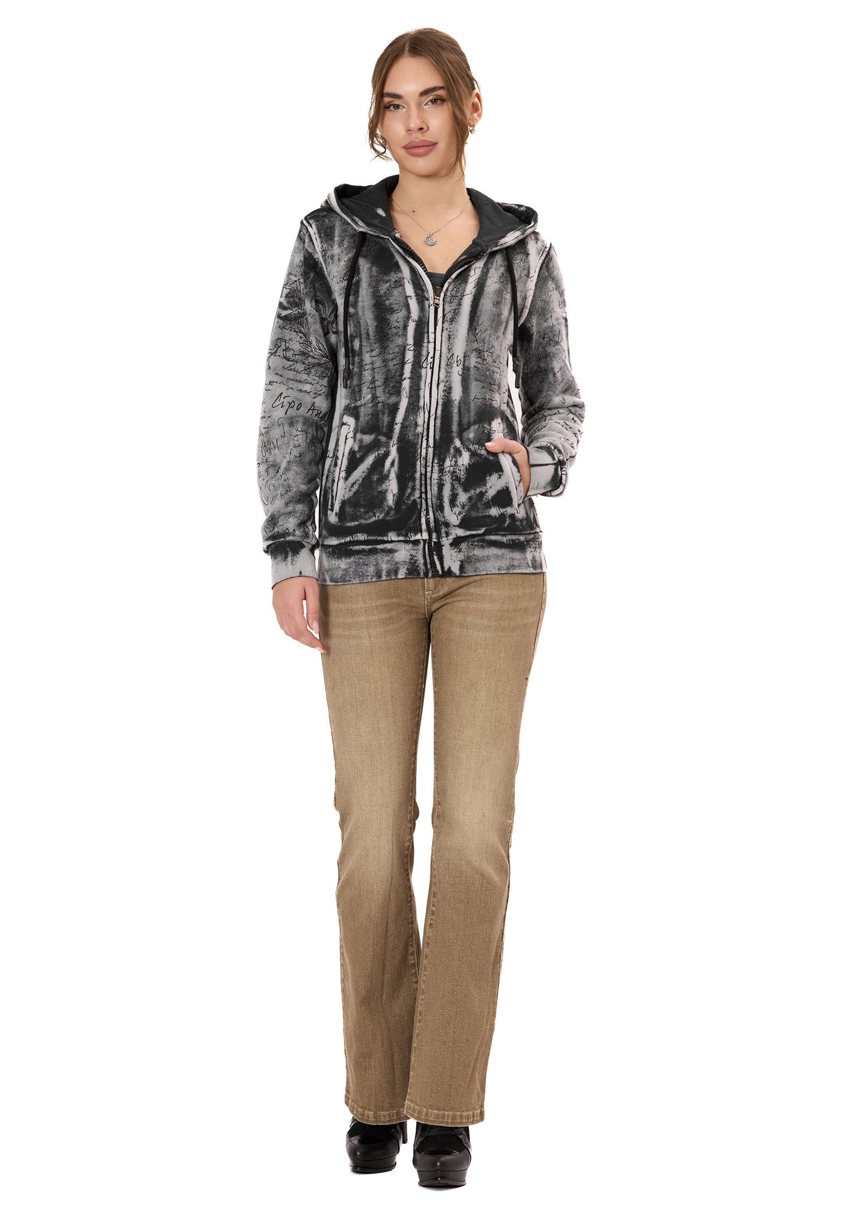 WL379 Kadın Hoodie Sweatjacket – Cipo&Baxx | Şık, Rahat ve Modern Tasarım