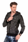 CL310 Deri Detay Fermuarlı Slim Fit Erkek Zip Hoodie