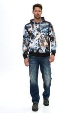 Erkek Kapüşonlu Desenli Regular Fit Sweatshirt CL615