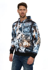 Erkek Kapüşonlu Desenli Regular Fit Sweatshirt CL615