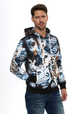 Erkek Kapüşonlu Desenli Regular Fit Sweatshirt CL615
