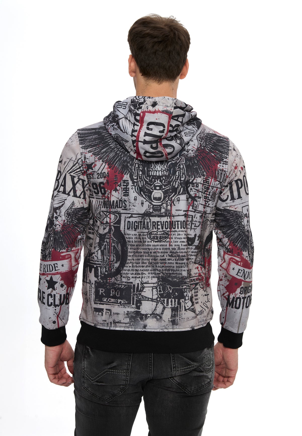 Erkek Kapüşonlu Baskılı Regular Fit Sweatshirt CL614