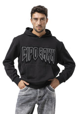 CL601 Erkek Kapüşonlu Sweatshirt – "CIPO BAXX" ön baskılı ve kanguru cepli