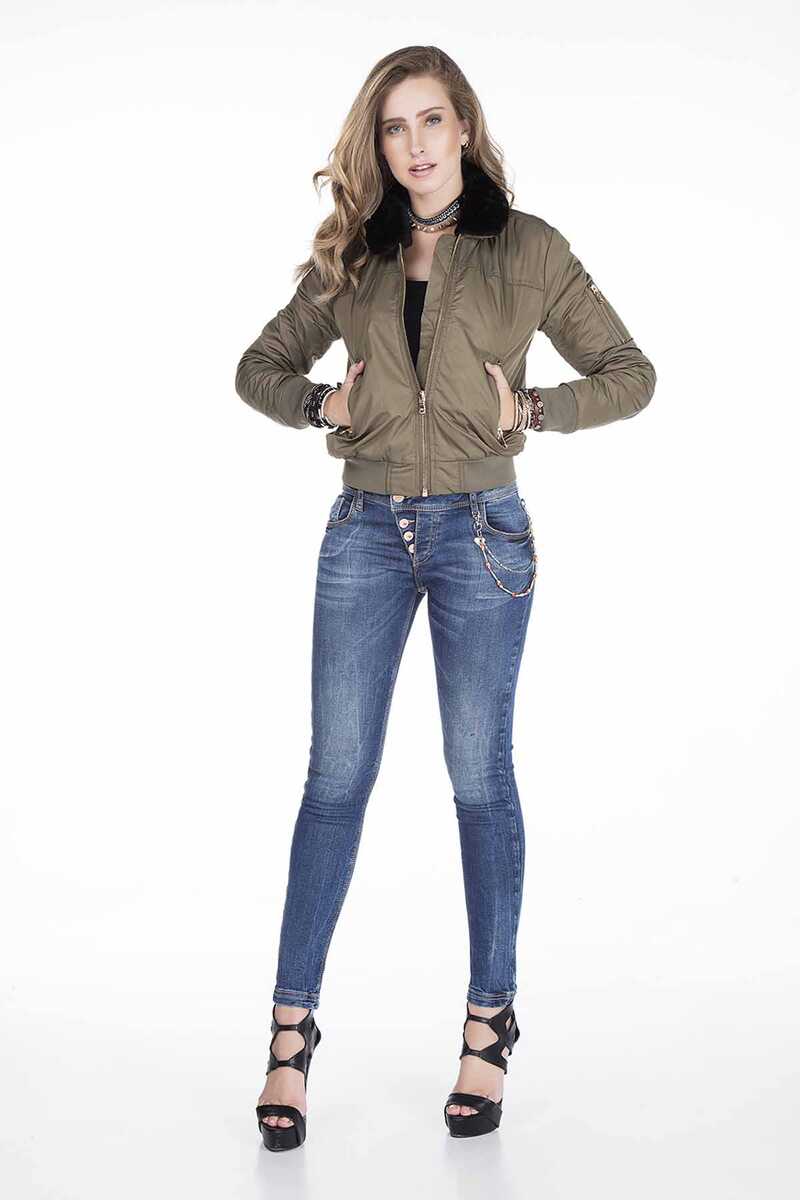 WJ141 Kadın Çıkarılabilir Kürt Yakalı Mont