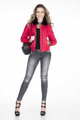 WJ141 Kadın Çıkarılabilir Kürt Yakalı Mont