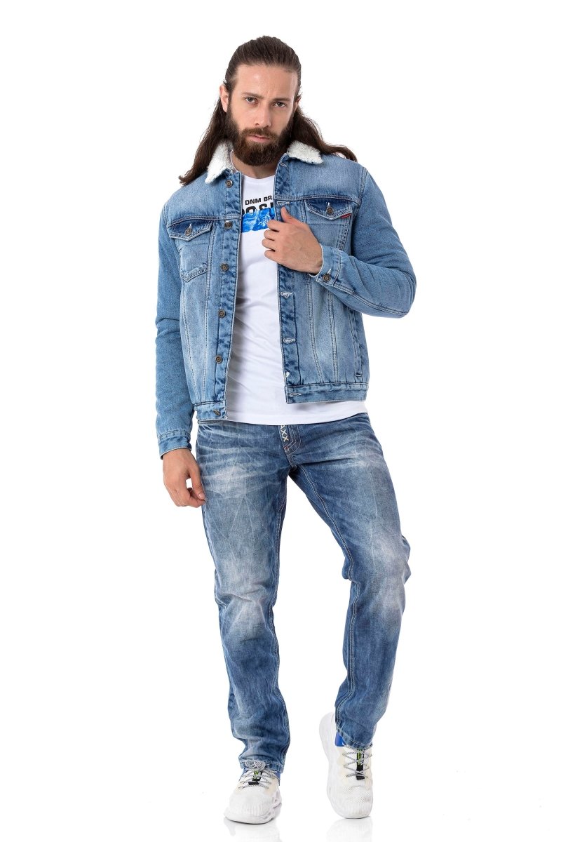 CJ294 Kürklü Erkek Denim Ceket