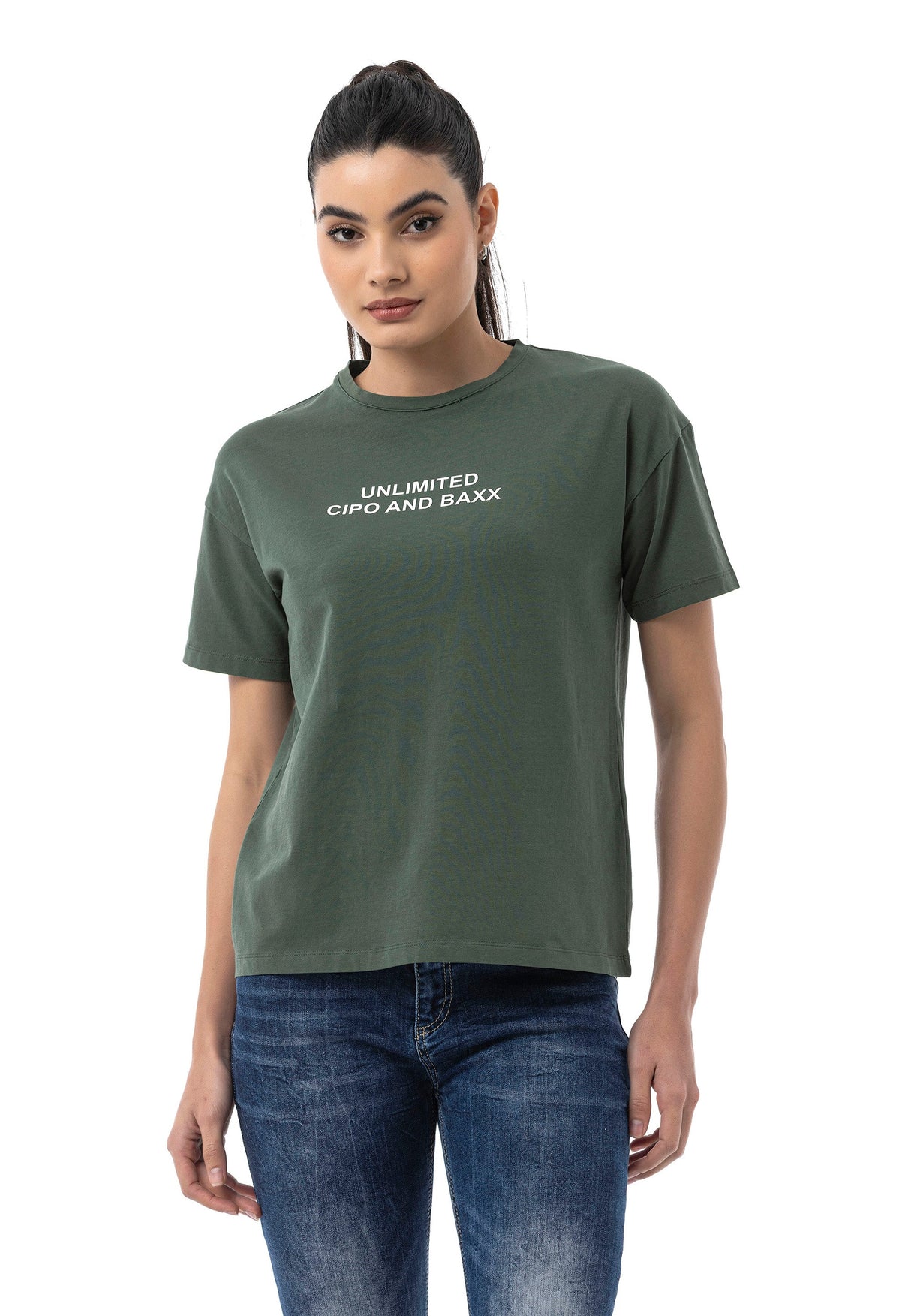 Kadın Regular Fit Baskılı Basic T-Shirt WT390