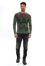 Erkek Baskılı Regular Fit Bisiklet Yaka Uzun Kollu Sweatshirt CL617