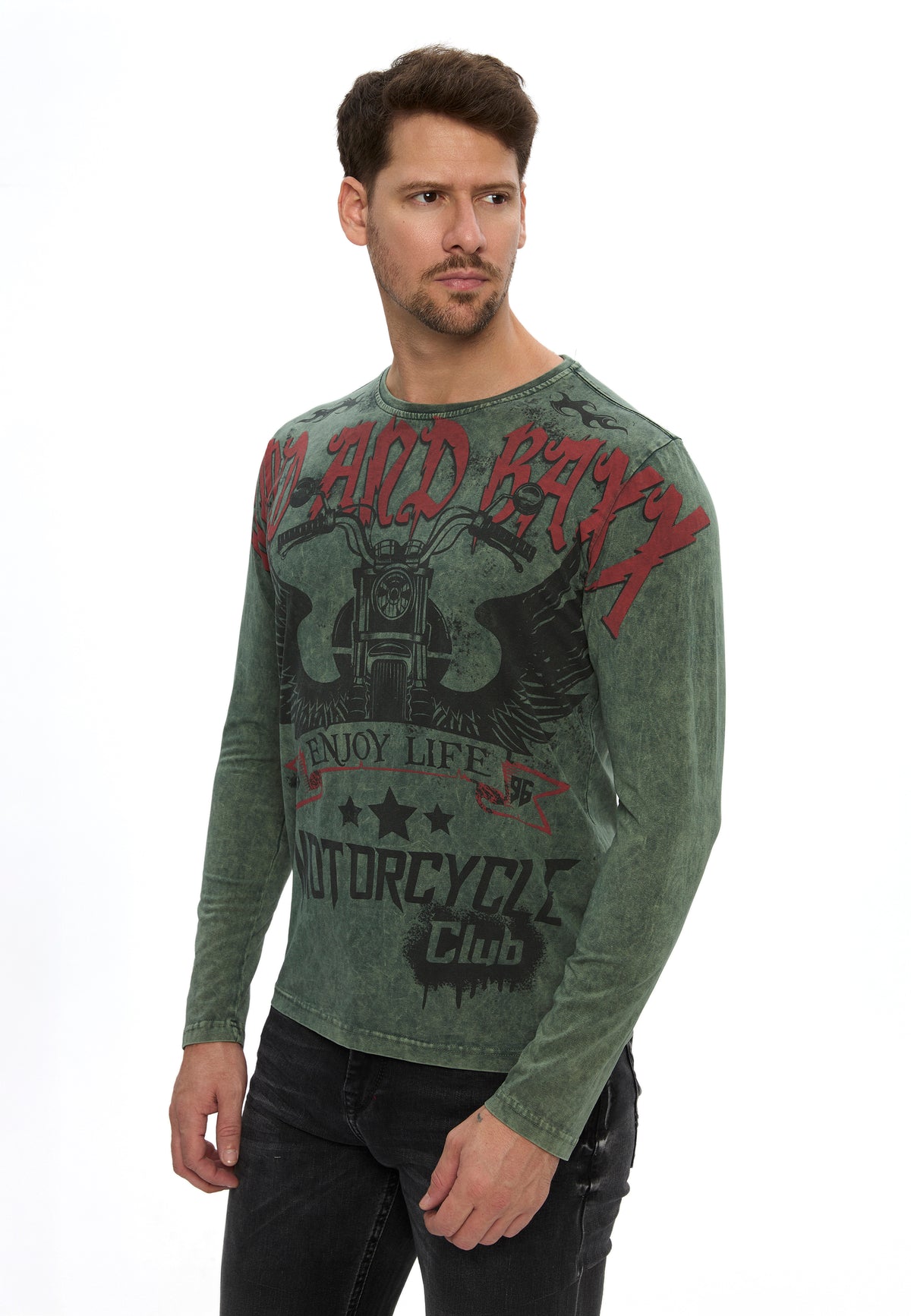 Erkek Baskılı Regular Fit Bisiklet Yaka Uzun Kollu Sweatshirt CL617