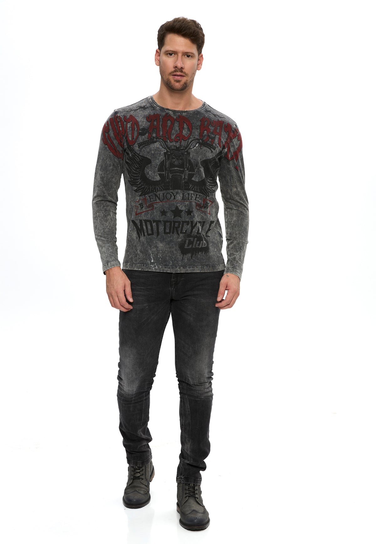 Erkek Baskılı Regular Fit Bisiklet Yaka Uzun Kollu Sweatshirt CL617