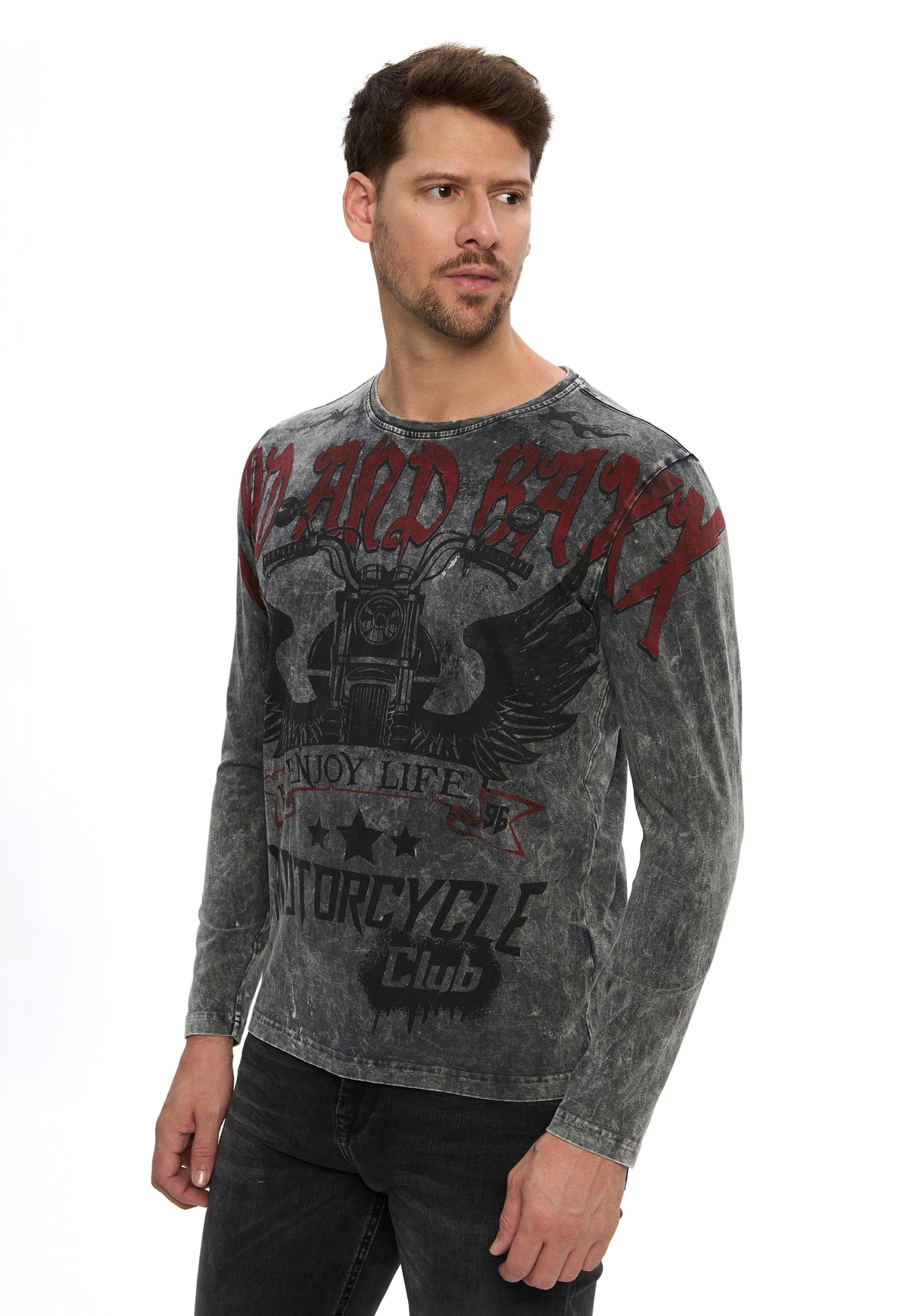 Erkek Baskılı Regular Fit Bisiklet Yaka Uzun Kollu Sweatshirt CL617