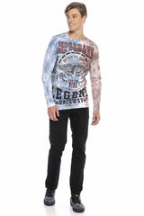 CL410 Biker Stil Baskılı Erkek Long Sleeve Tişört