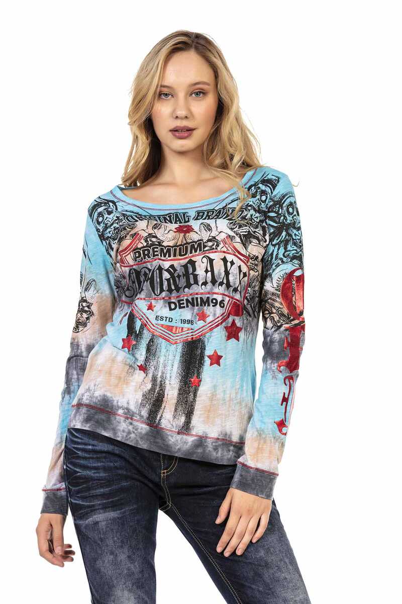 WL295 O Yaka  Desenli Sweatshirt