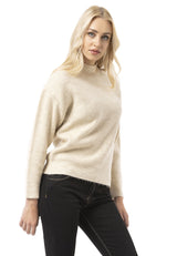 WP262 Women's Knit Sweater – Ribbed Sweater with Stand-Up Collar & Relaxed Fit