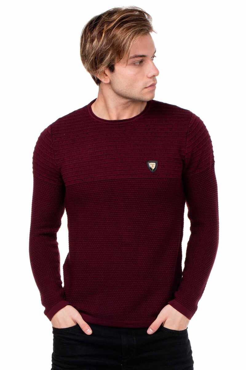 CP174 Bisiklet Yaka Desenli Triko Erkek Kazak