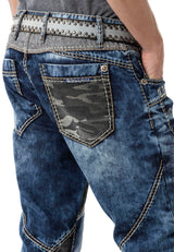 Regular Fit Yıkamalı Denim Jean Pantolon Mavi Erkek Jean CD894