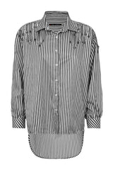 WH122 Çizgili Oversize Kadın Gömlek
