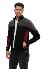 Erkek Fermuarlı Dik Yaka Renk Bloklu Sweatshirt CL613