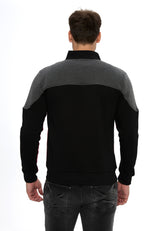 Erkek Fermuarlı Dik Yaka Renk Bloklu Sweatshirt CL613