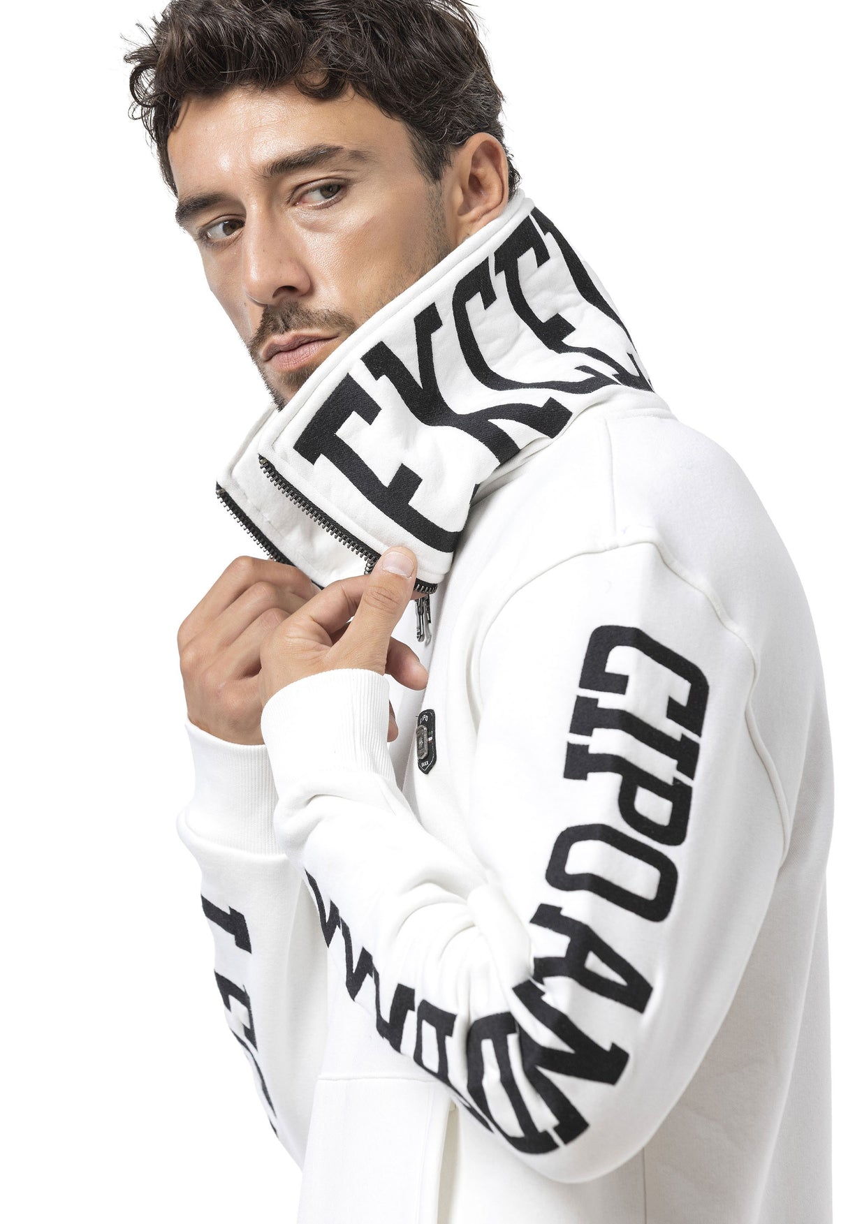 CL605 Erkek Yarım Fermuarlı Sweatshirt "LEGENDARY" Kol Baskılı ve Göğüs Logolu Kazak