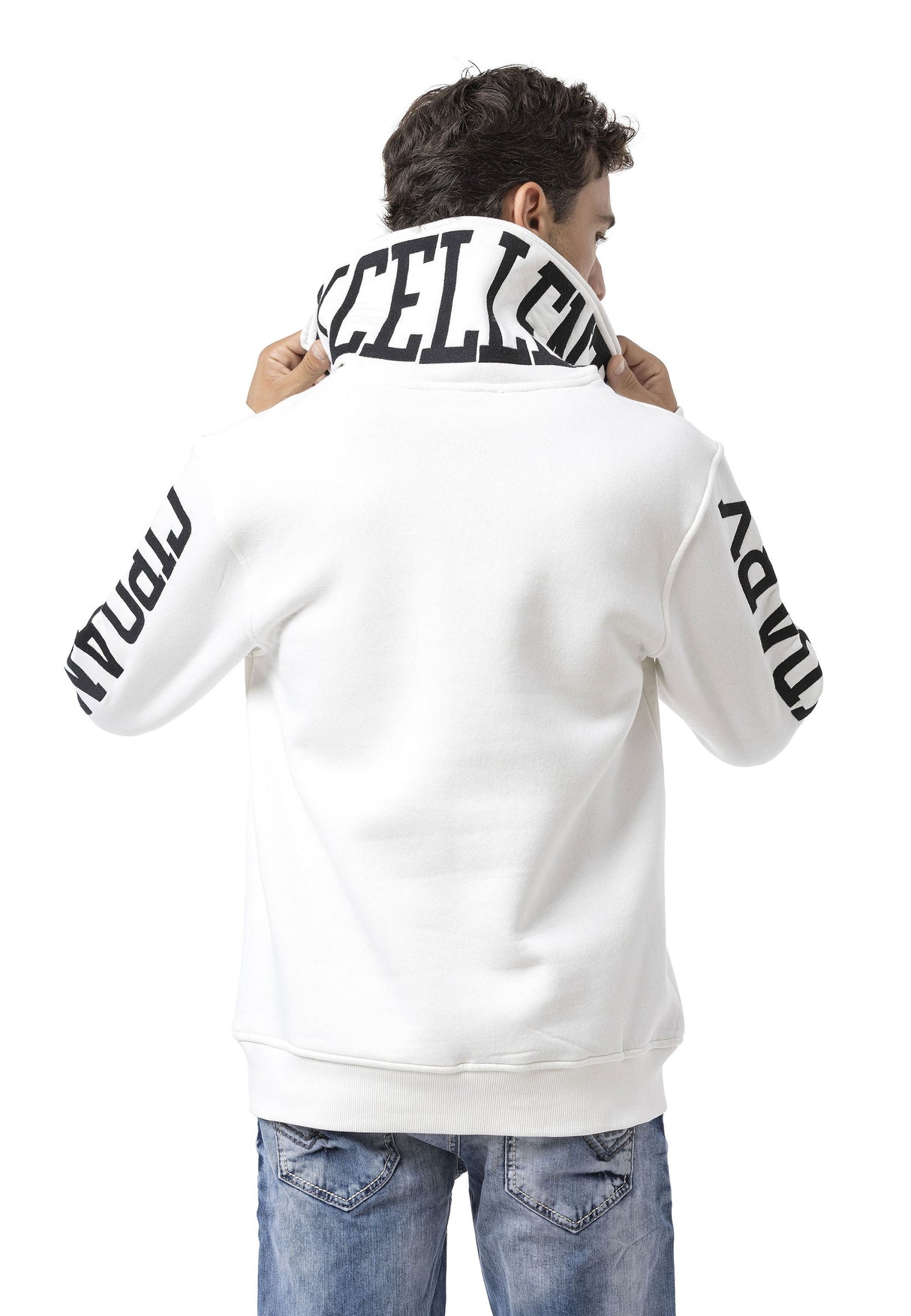 CL605 Erkek Yarım Fermuarlı Sweatshirt "LEGENDARY" Kol Baskılı ve Göğüs Logolu Kazak