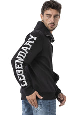 CL605 Erkek Yarım Fermuarlı Sweatshirt "LEGENDARY" Kol Baskılı ve Göğüs Logolu Kazak