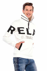 CL385 Taşlı Relax Fit Dik Fermuar Yaka Kalın Sweatshirt