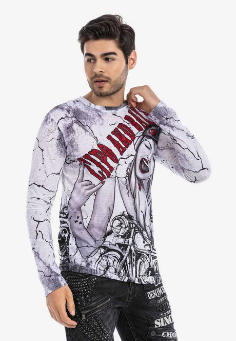 CL467 Biker Baskılı İnce Sweatshirt