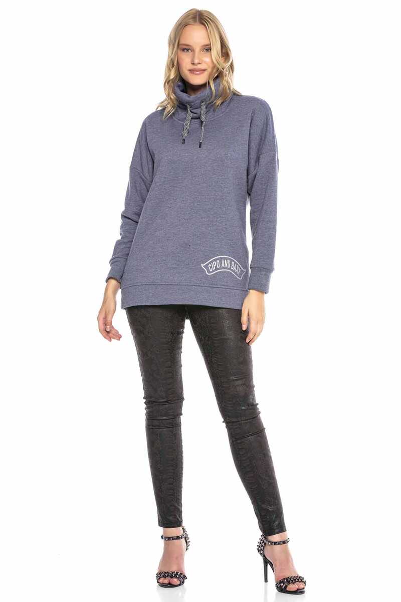 WL248 Şal Yaka   Uzun Rahat Kesim Sweatshirt