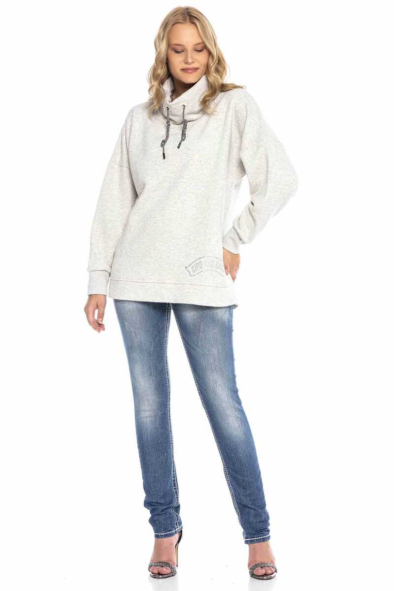 WL248 Şal Yaka   Uzun Rahat Kesim Sweatshirt
