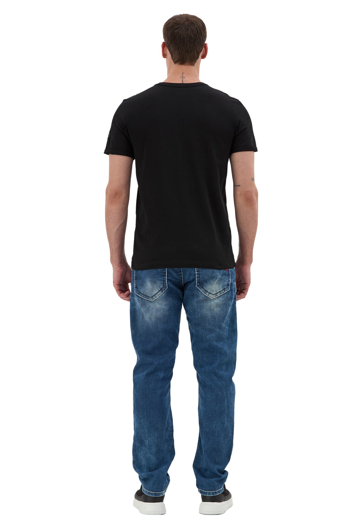 Erkek Siyah Basic Bisiklet Yaka Slim Fit Tişört CT854