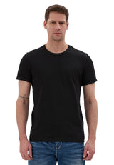 Erkek Siyah Basic Bisiklet Yaka Slim Fit Tişört CT854