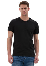 Erkek Siyah Basic Bisiklet Yaka Slim Fit Tişört CT854